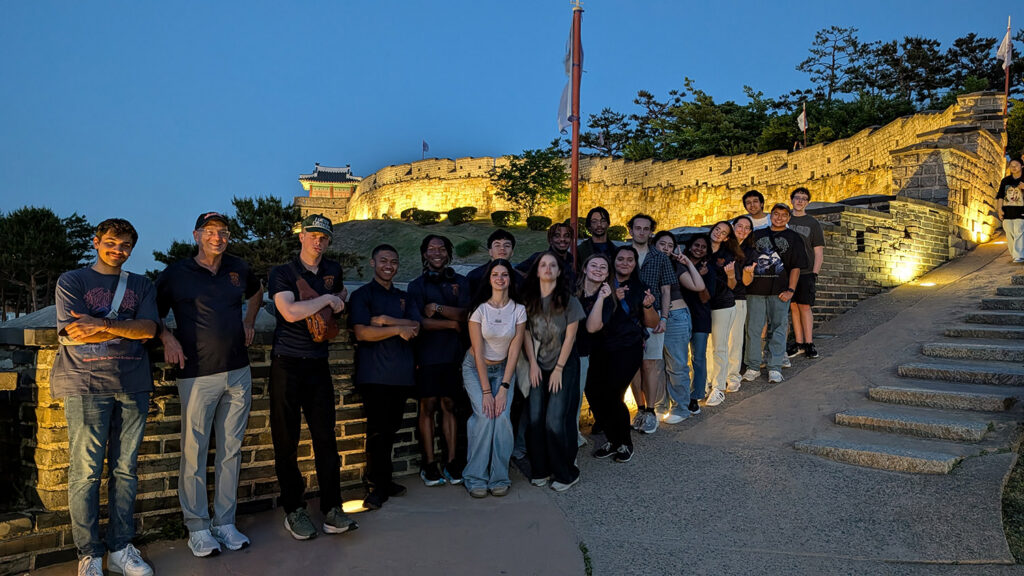 A group of students pose for a photo