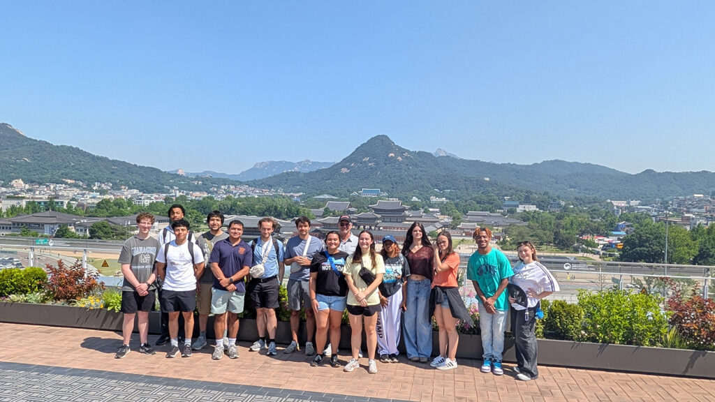 A group of students pose for a photo